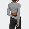 Adidas Originals X Blue Version Long Sleeve Solid Color Sports Crop Top Women Tops Gray HK7233
