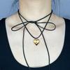 Item Jewelry Adjustable Fleece Rope Choker Women's Simple Personality Peach Heart Love Pendant Necklace