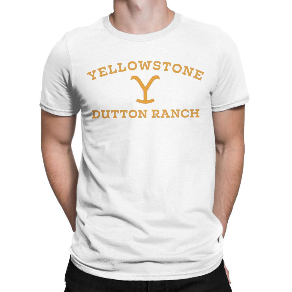 Yellowstone Large Gold Dutton Ranch T-Shirts for Men  Vintage Cotton Tees Crewneck Short Sleeve T Shirt Birthday Gift Clothes