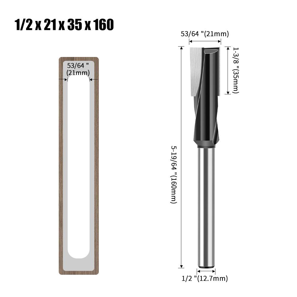 Door Keyhole Lengthened Slotting Milling Cutter Bottom Cutter Spiral Mortise Cutter Door Panel Daluo Electromechanical Woodworking Milling Cutter