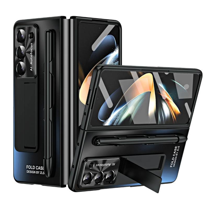 Mattierte Kunststoffhülle Slim Stifthalter Ständer Schutzfolienabdeckung für Samsung Galaxy Fold 6 5 4 3 Ständerhülle mit Halter