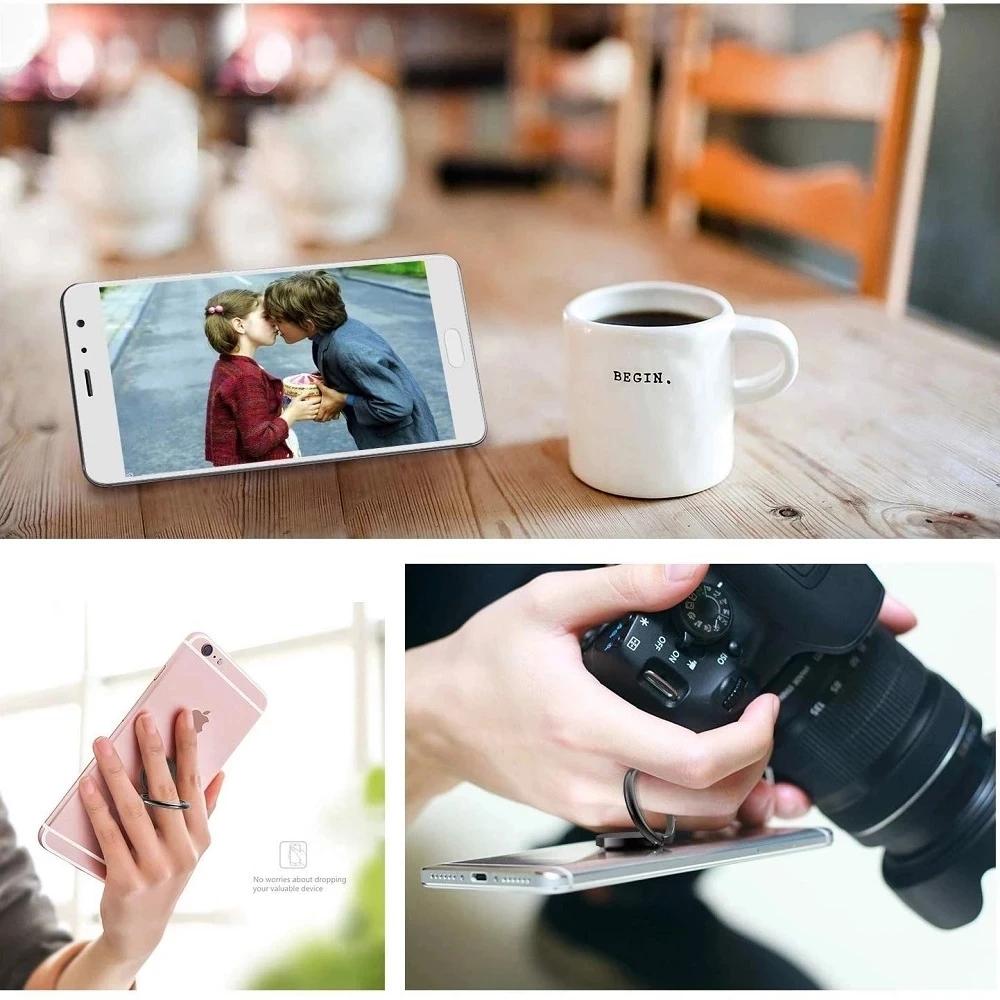 Universal Finger Ring Mobile Phone Holder for Xiaomi Huawei Iphone 14 8 Adhesive 360 Rotatable Holder Stand Lazy Desktop Bracket