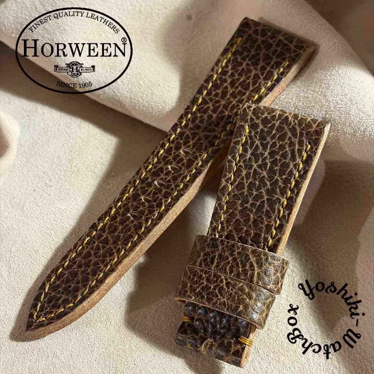 Used hor-263 HORWEEN bison leather / brown watch strap (lug 26mm - buckle width 22mm)