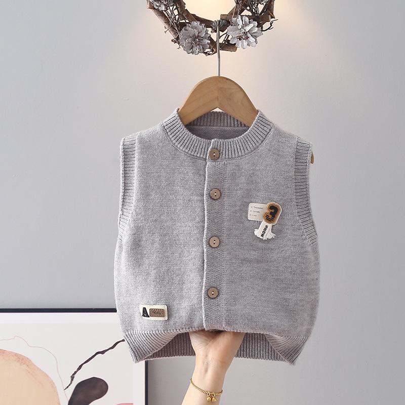 Stylish Children's Knit Sleeveless Cardigan Vest for Spring & Autumn