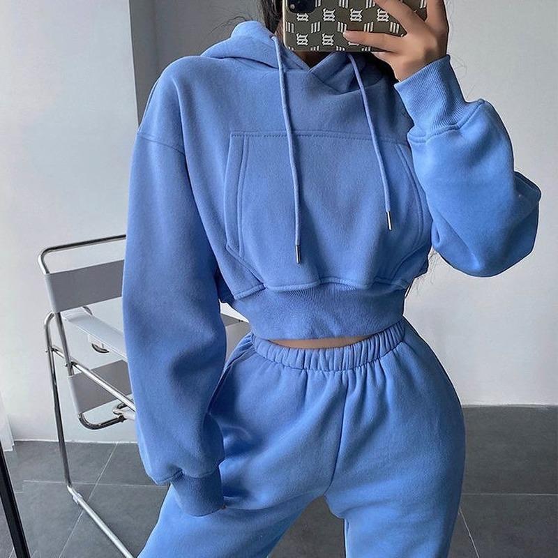 Women Tracksuit Sets Warm Sports Suit Hoodie Jogger Pants Fashion