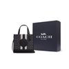 Coach Dempsey 22 Monogram Stripe Logo Decor Fabric With Leather Tote Bag Women tote Black CQ878-SVRT6