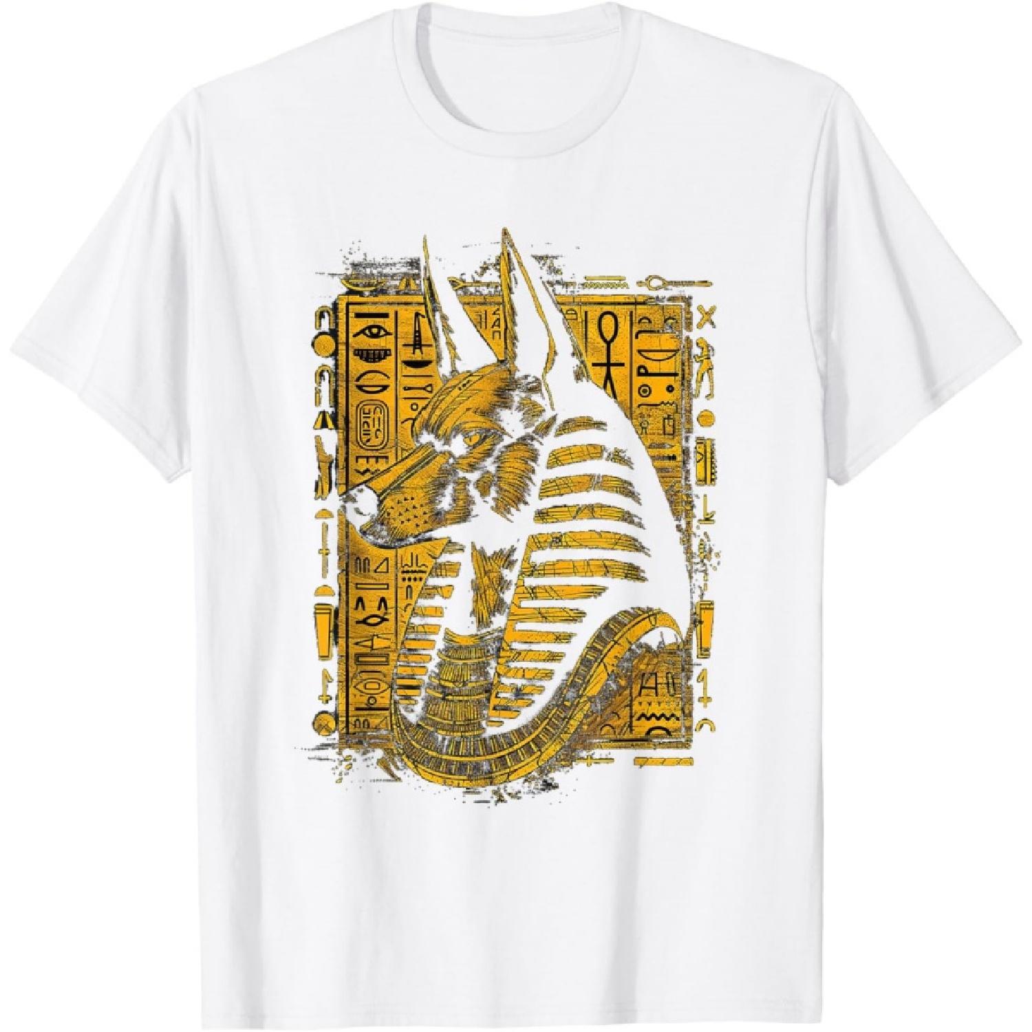 

egypt ancient golden jackal face pharaoh sphinx egyptian T-Shirt(2) XXXXXL білий