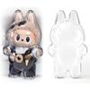 Labubu Monster Figure Protective Case, Dust-Resistant Clear Plastic Display Box with Hanging Chain, Standing Style, 17x10.5cm, Transparent