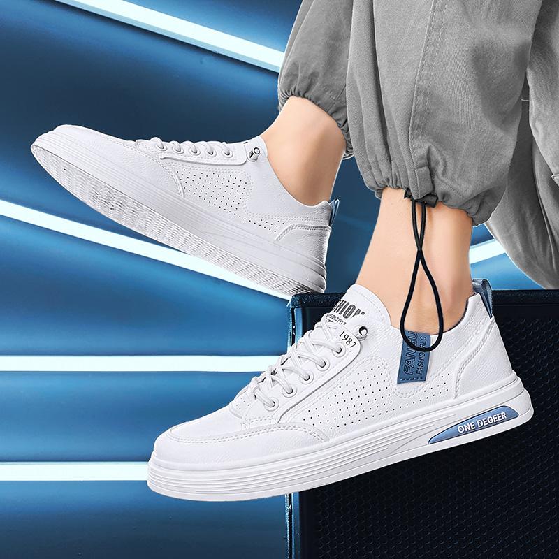 Fashion Original Leather Casual Shoes Men Trendy White Slip-on Men's Sneakers Comfortable Flat Skateboard Shoes Men Zapatos Para Hombre