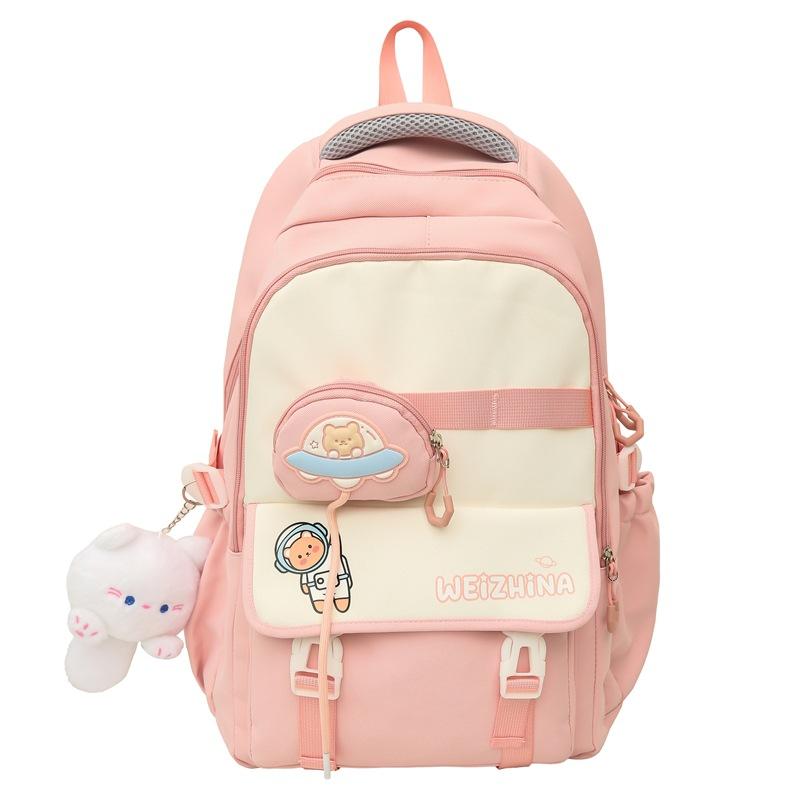 Autumn and Winter New High-Value Fresh Color-Block Letter Casual Backpack for Female Primary and Secondary School Students