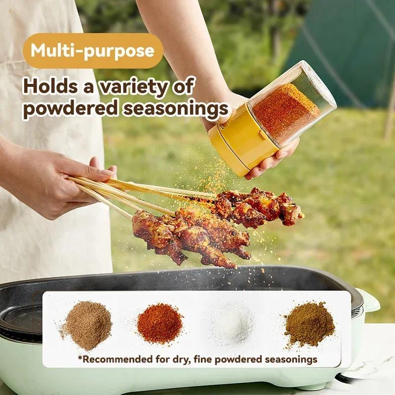 1pcs Glass Quantitative Seasoning Jar, Press-Type Salt Control Bottle, Kitchen Household Seasoning Can, Sealed Salt Jar