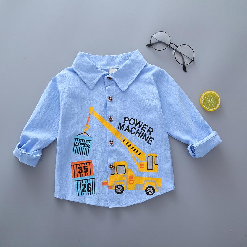 Boys Spring Cotton Washed Striped Long Sleeve Shirt Soft Comfortable Top