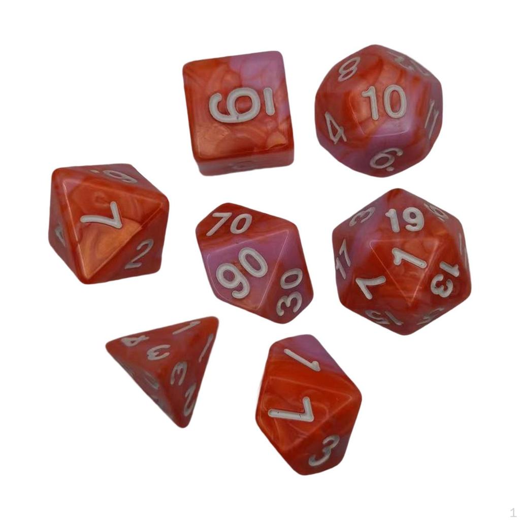 7 Pieces Acrylic Polyhedral Dices D6 D4 D8 D10 D12 D20 Gifts Board Game Props Durable for Role