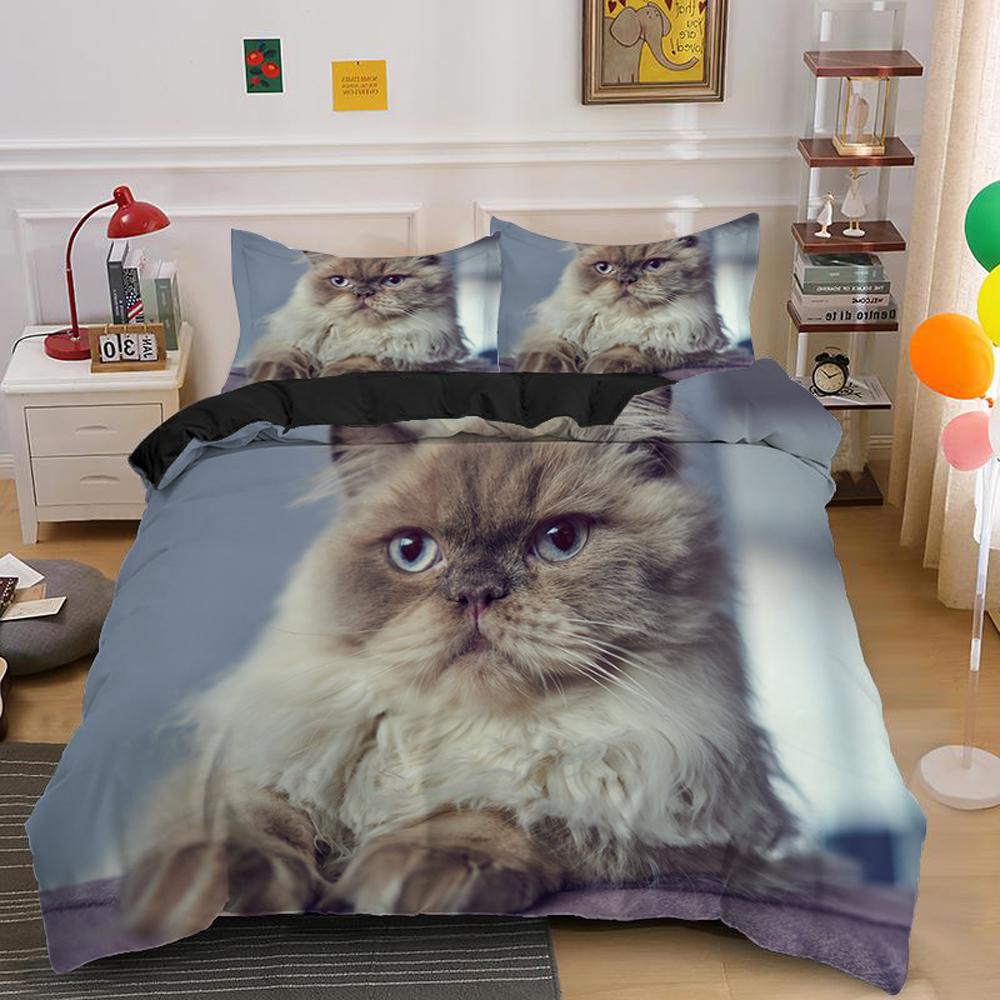 

Lovely Pet Cat Bedding Set Cute Kitten Duvet Cover With Pillowcase Single Bed Sets Queen King Size Animal Quilt Covers (135x200cm)