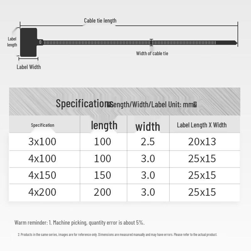 Nylon Color Label Cable Ties with Handwritable Tags