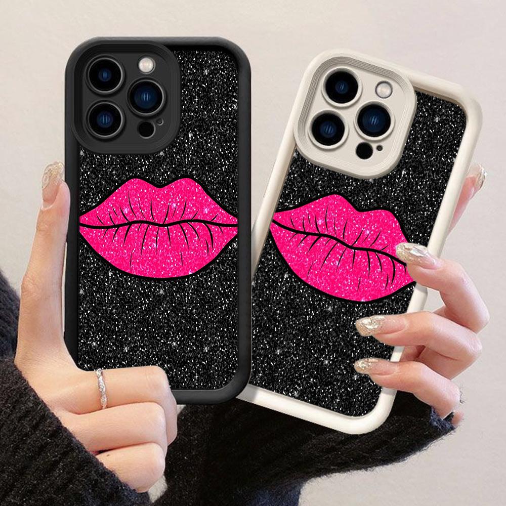 JT289 Hot Pink Lips for iPhone 17 16 15 14 13 12 Pro Max Samsung S26 S25 Ultra A17 A16 A07 A56 A06 A15 Xiaomi 15T Redmi 15c Note 14 13 12 11 Soft Case