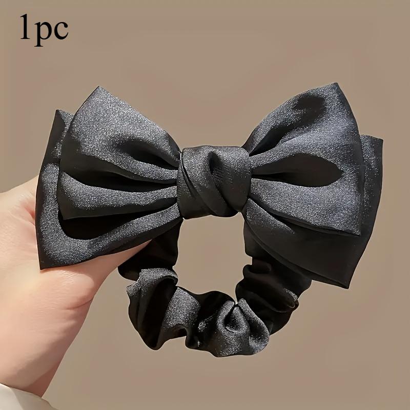 1 Stück Französisches Schleifen-Scrunchie Elastisches Haargummi mit Band Flattern Luxuriöses Strukturiertes Accessoire für den Täglichen Gebrauch Haarschmuck