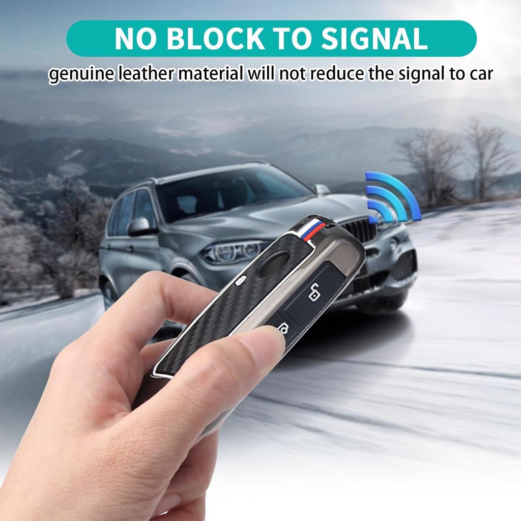 1Pcs Heavy Zinc Alloy Key Fob Cover For BMW -2025, Full Protection Remote Keychain With Carbon Fiber Pattern Compatible With BMW New 5/7 Series X1 X5