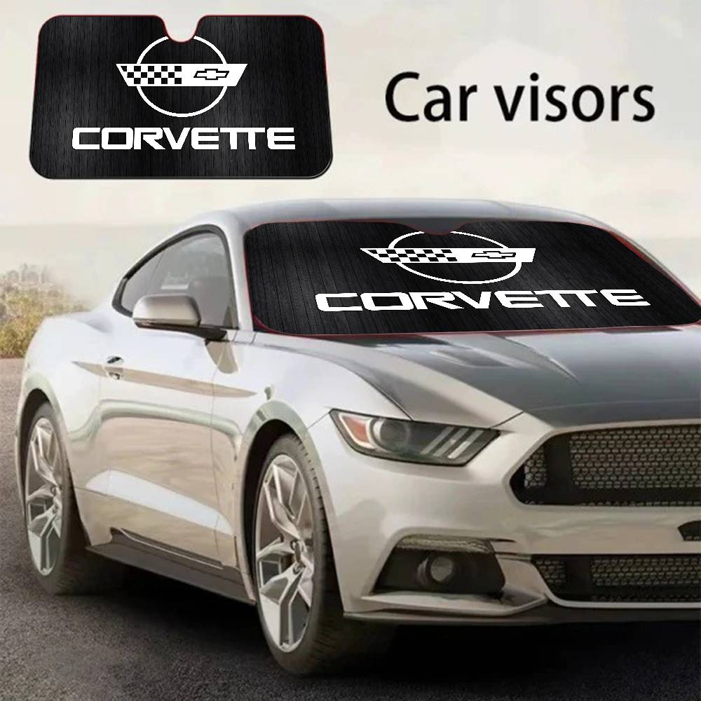 C-Corvette Novelty Car Front Windshield Sunshade 70x130cm Cartoon Foils Car Window Windscreen Cover