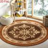 Soft Circle Rug 2D Flat Printing Buffalo Plaid Reindeer Carpet Flannel Warm Fluffy Cozy Christmas Tree Room Decor
