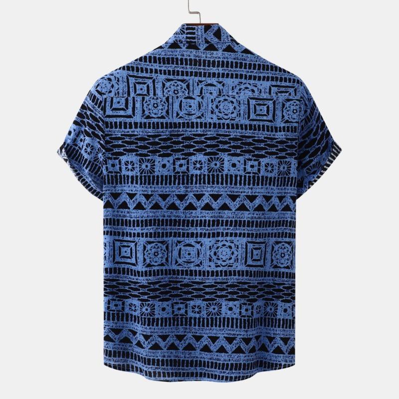 Summer New Ethnic Style Men's Floral Short Sleeve Casual Versatile Fashion Shirt