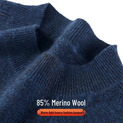 Antonio Men's 85% Wool Jacquard Semi-Turtleneck Sweater