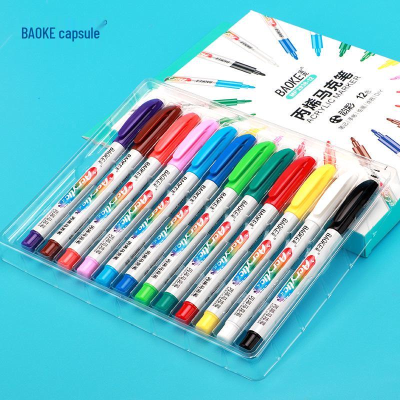 Set di Pennarelli Acrilici Impermeabili per Pittura Fai da Te - Pennarelli con Punta Morbida per Graffiti e Pittura a Mano