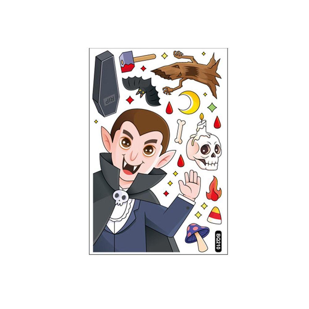 Cute Halloween Window Stickers Witch Bat Pumpkin Skull Self-adhesive Stickers Home Decoration