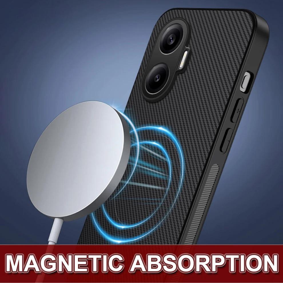 Business Kohlefaser-Textur Muster Schlanke Hülle für Xiaomi POCO X8 Pro Max X7 F8 Ultra F7 M8 M7 Pro 5G Magnetische Stoßfeste Abdeckung
