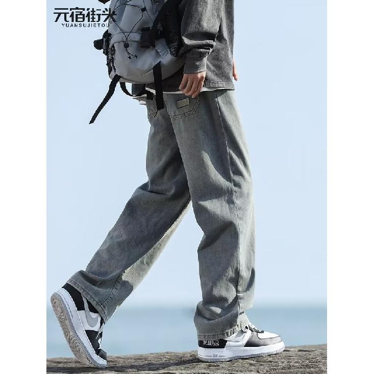 

Тренд Гонконга, мужские летние новые прямые джинсы с персонализированными надписями в стиле хип-хоп, модные уличные модные красивые брюки в стиле хулиган 3XL синий