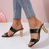 Special Heel Slippers Women's Outside Wear Summer Square Toe Open Toe One Strap Non-slip High Heels