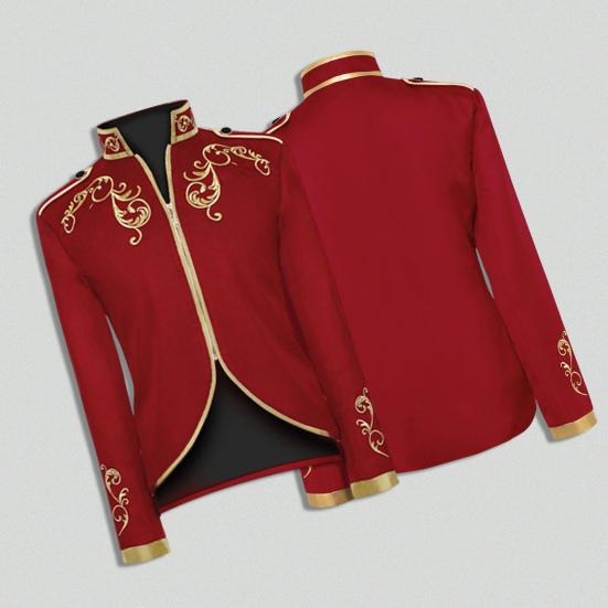 Halloweenský mužský kabát s elegantními výšivkami a tenkým nepravidelným spodkem vintage bunda pro výkon