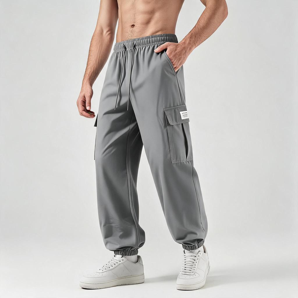 Herren Cargojogginghose Leichte Arbeitskleidung Verjüngtes Bein Mehrere Taschen Design Outdoor Sport Freizeit Hose mit Elastischem Bund und Knöchelbündchen