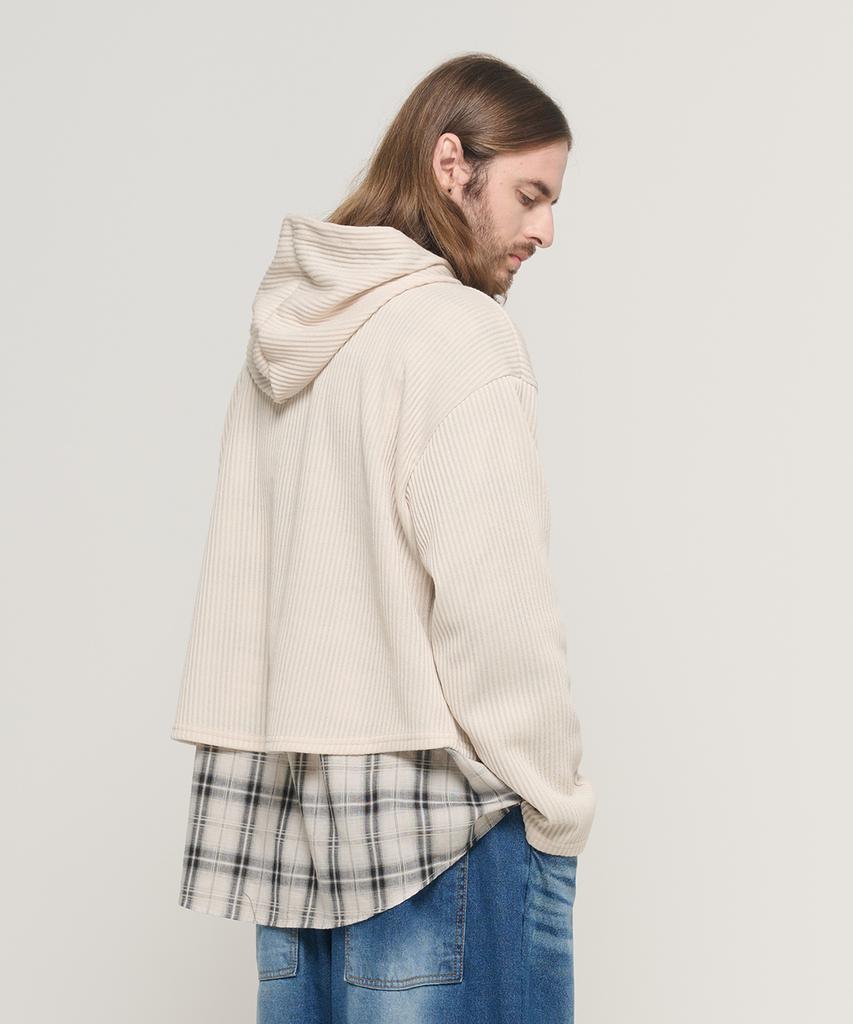 CARGOBROS Hooded Cropped Layered Long Sleeve Knit (Ivory)
