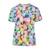 Colourful Cotton Candy T-shirt For Men's Kids 3D Printing T Shirts Round Neck Short Sleeves 2024 Summer Casual Funny Tee Shirts