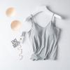 Women's Modal Camisole Tank Top with Built-in Padded Bra,Wireless Seamless Bra-T,Backless Slim Basic Undergarment Sleeveless Layering Vest