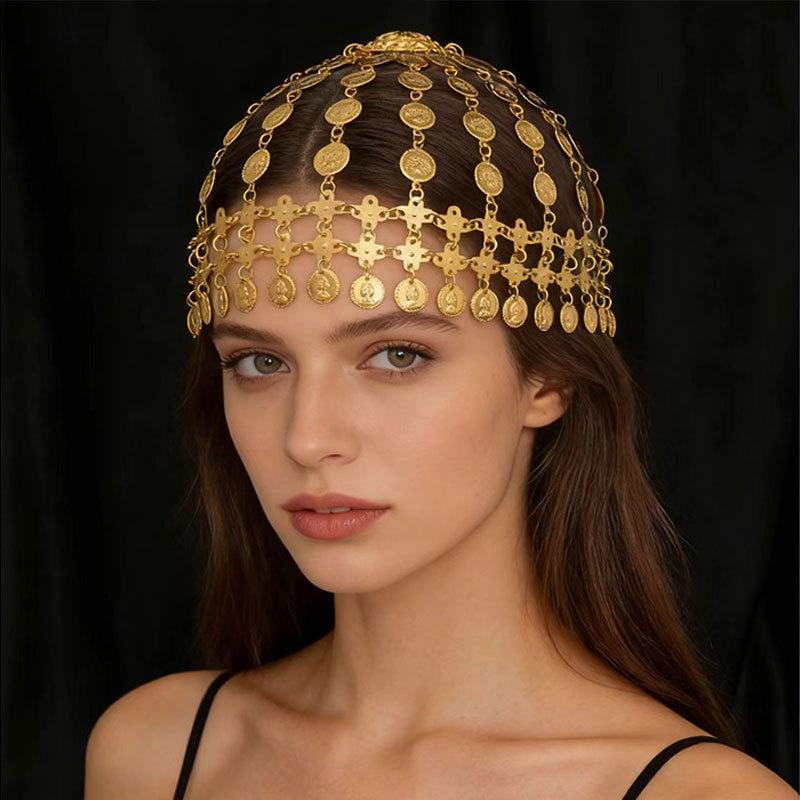 Coin Tassel Hair Chain Retro Ethnic Style Exaggerated Exotic Multi-Layer Court Style Gold Headdress Hair Accessories
