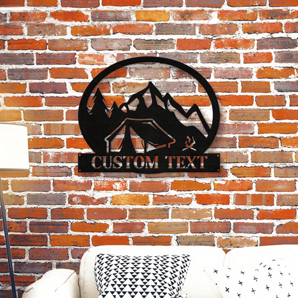 Personalized Metal Camping Sign Custom Text Fire Pit Area Multi Functional Outdoor Wall Mounted Decor Plaque