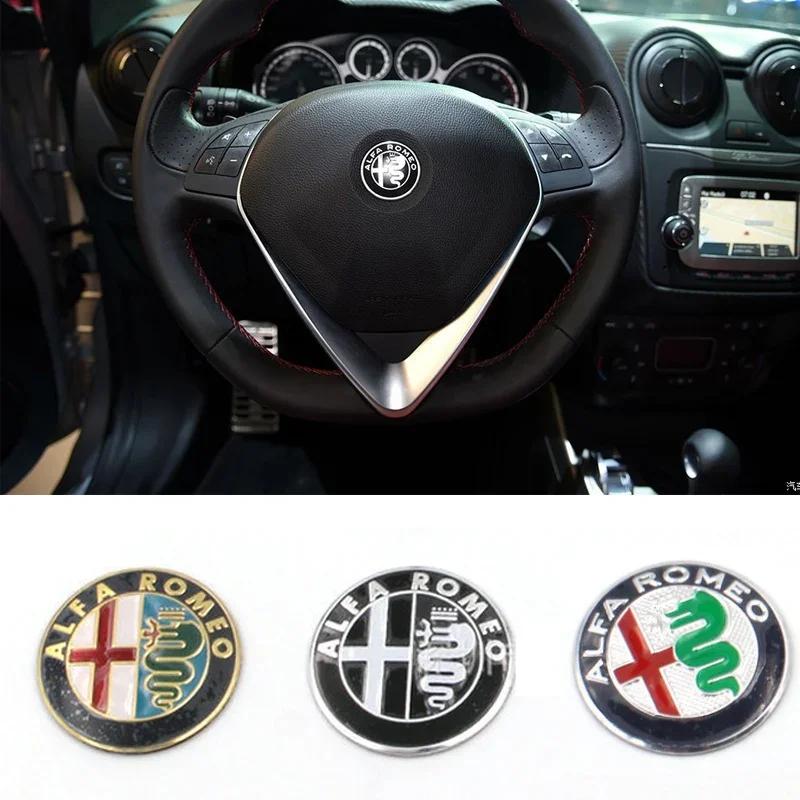 UHNPV1 TFLGX1 1 Pièce 40mm Autocollant Emblème Logo Volant de Voiture pour Alfa Romeo Mito Giulia Giulietta 147 156 166 159 Stelvio Sportiva 4C 8C GT