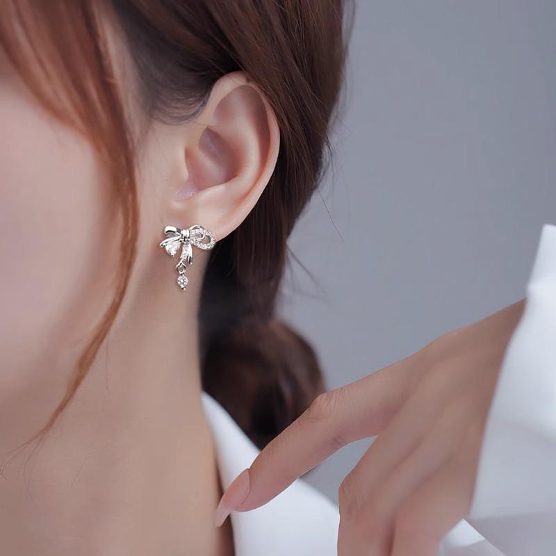 Bow Stud Earrings Smart Girl Earrings New Style Trendy Simple Temperament High-end Earrings