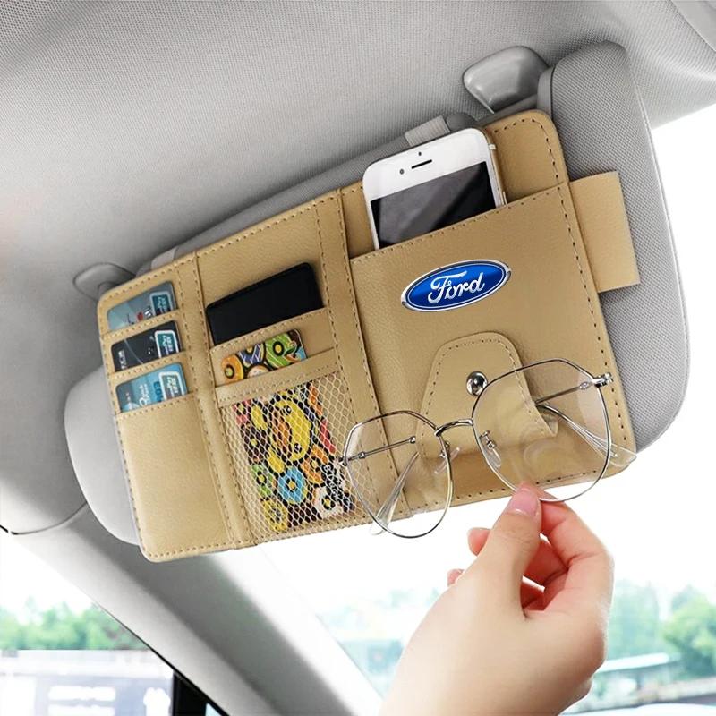 Hot Car Glasses Storage Sun Visor Sunglasses Storage Holders Card Ticket Storage Clip For Ford Fiesta Mondeo Fusion Explorer Esc