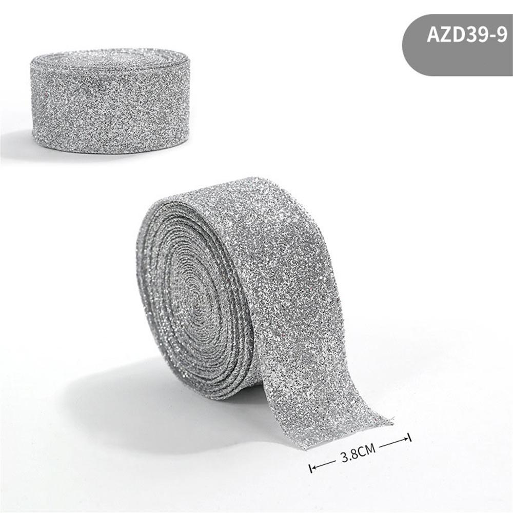 2m Christmas Ribbon Golden Silver Champagne Polyester Gliter Ribbon DIY Xmas Tree Bow Gifts Packing Navidad Home Decoration