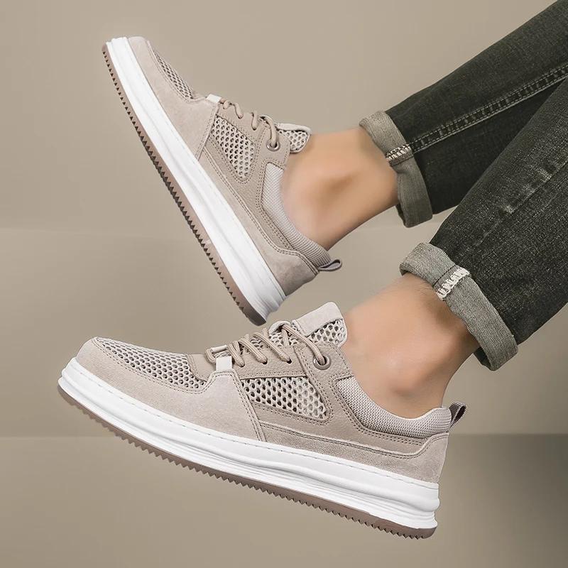 Fashion Breathable Leisure Male Vulcanize Footwear New Trend Casual Shoes Non-slip Summer Skateboard Shoes Mesh Men All-match Sneakers