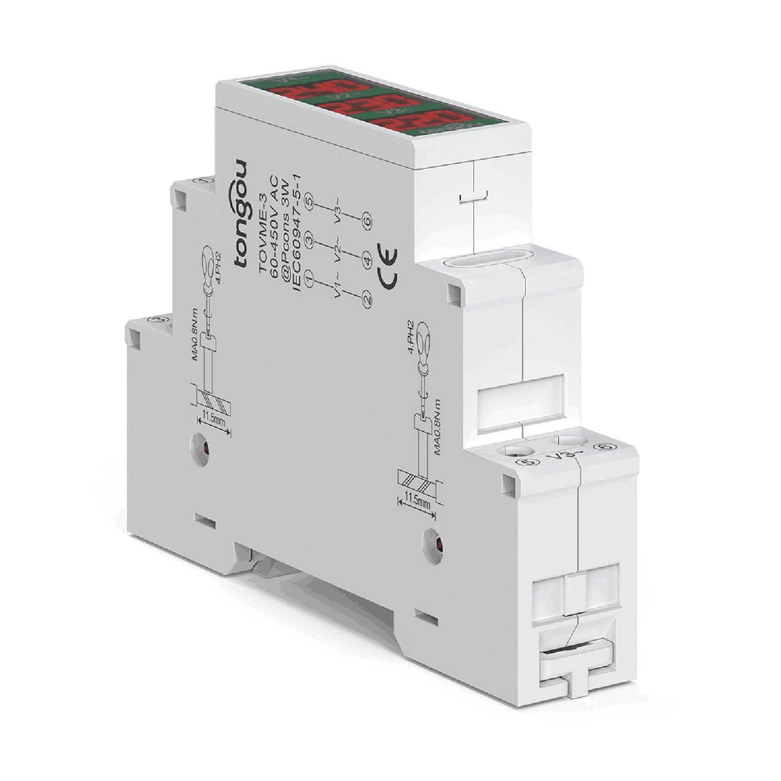 

60 450V Three Phase Voltage Meter Modular Voltmeter Gauge 3 LED Digital Display Home Household Voltage Meter білий