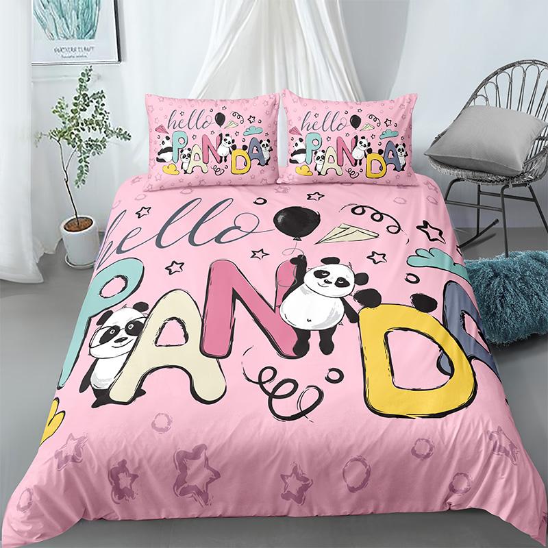 Comforter Panda Printed 2/3Pcs Bedding Set Bamboo For Adult Child Bedclothes And S Bed Sets King