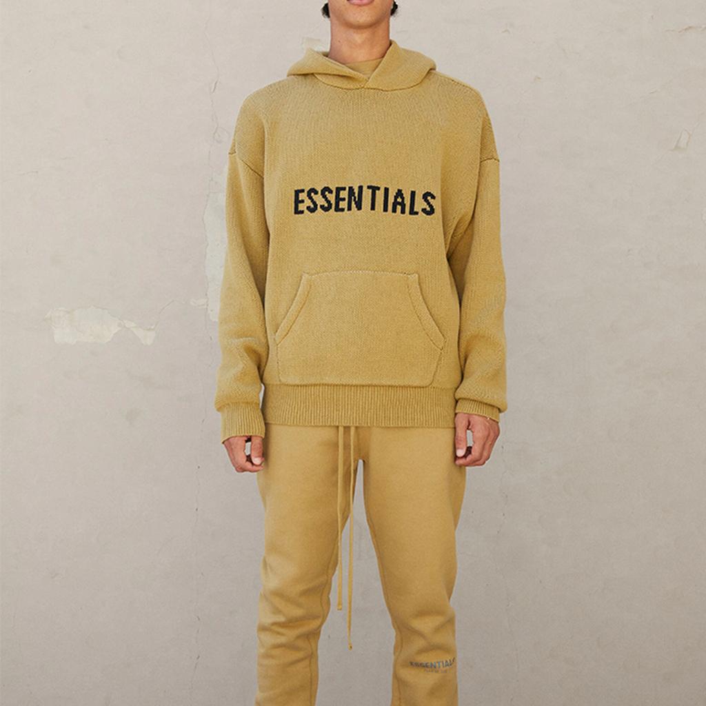 Fear of God Essentials FW21 Knit Pullover With Thick Logo Unisex Sweatshirt Amber FOG-FW21-015