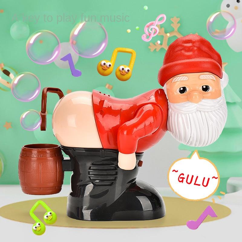 New Christmas Funny Bubble Toy Santa Claus Bubble Machine Electric Santa Butt Bubble Blower With Music Lights Xmas Kids