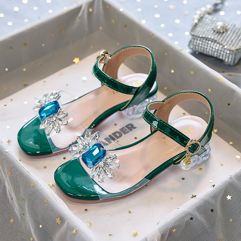 Girls sandals 2025 summer new girls princess shoes medium and old children soft sole foreign style children casual high heels