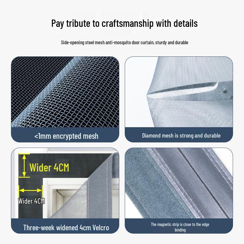 Diamond Mesh Magnetic Mosquito Door Curtain with Full-Frame Seal