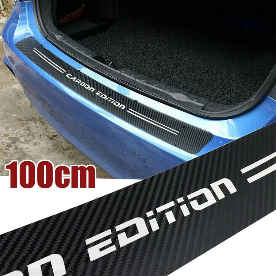 4D Carbon Fiber Rear Trunk Bumper Guard Accessories Decal Sticker Moulding Trim
